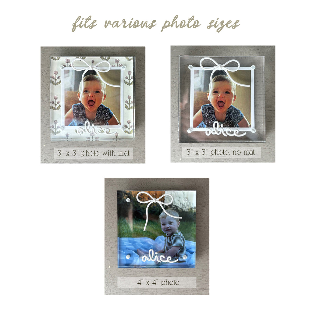 Personalized Acrylic Bow Frame | 4x4" Photo Frame