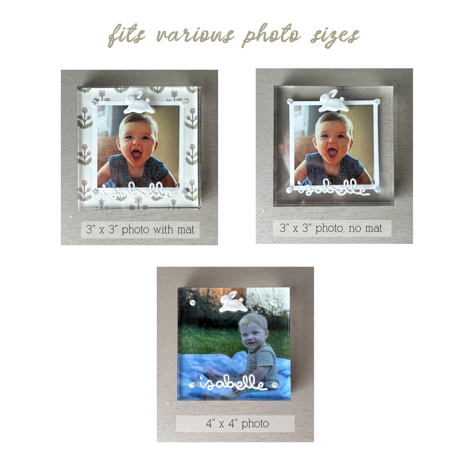 Personalized Acrylic Bunny Frame | 4x4" Photo Frame
