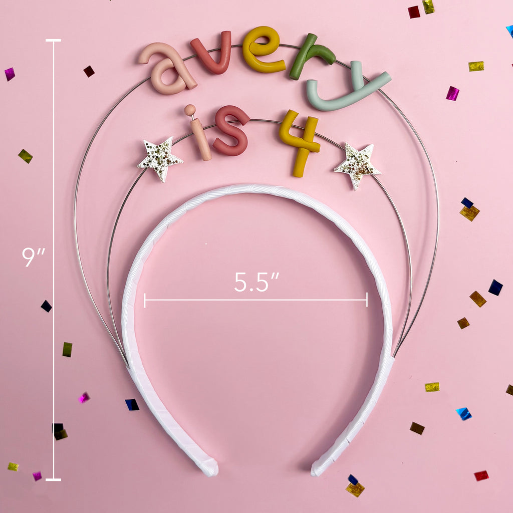 Personalized Birthday Headband | Double Pastel Rainbow