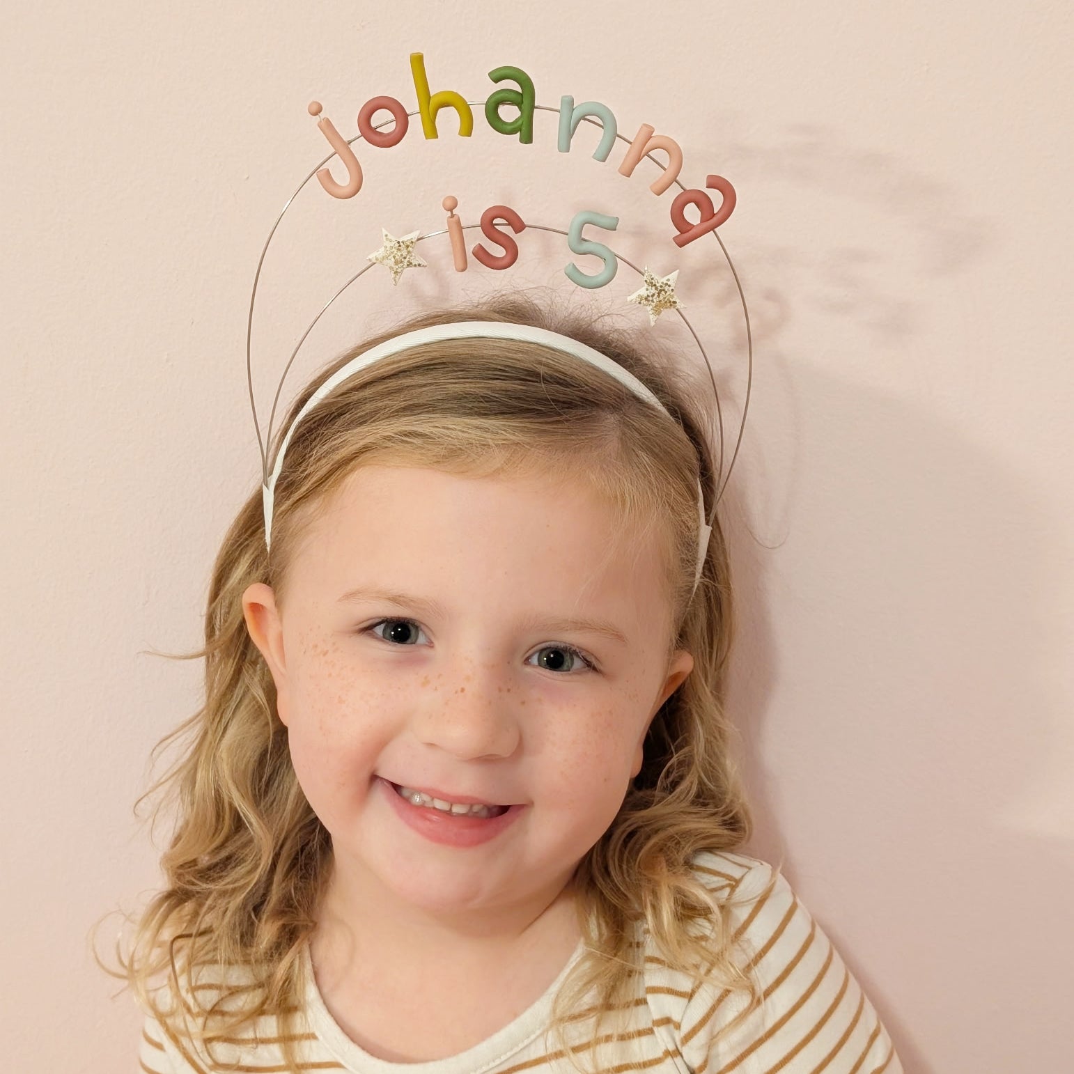 Personalized Birthday Headband | Double Pastel Rainbow