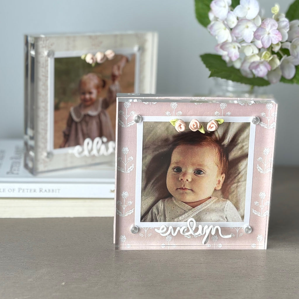 Personalized Acrylic Rosette Frame | 4x4" Photo Frame