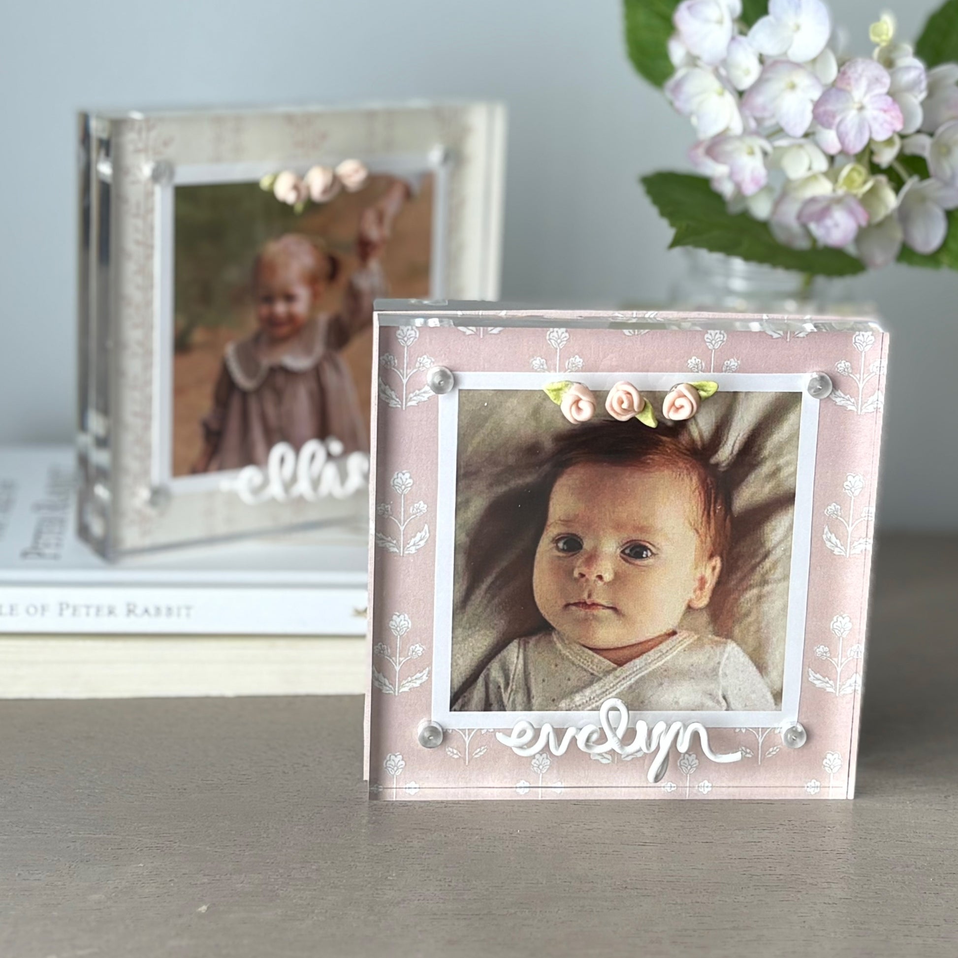 Personalized Acrylic Rosette Frame | 4x4" Photo Frame