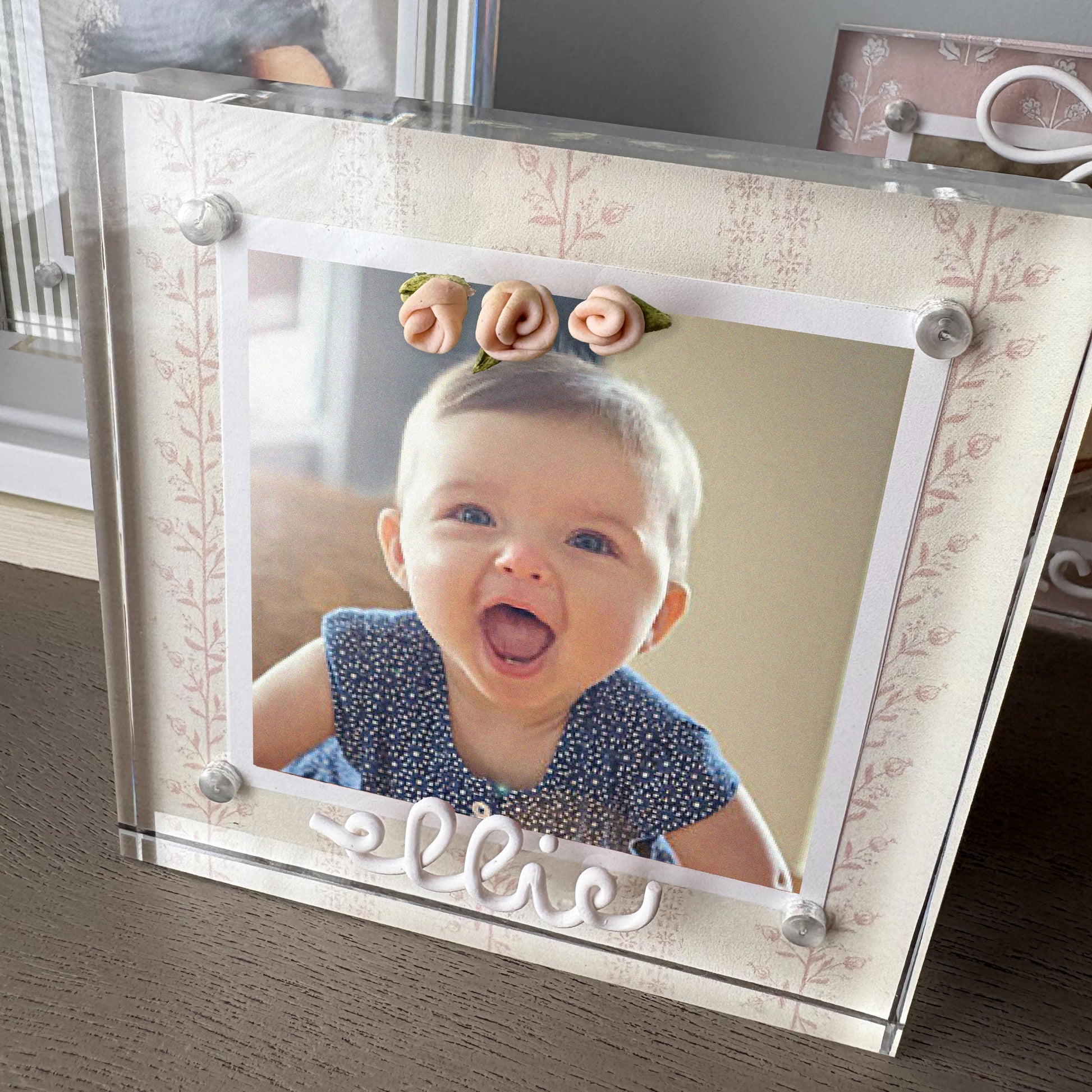 Personalized Acrylic Rosette Frame | 4x4" Photo Frame
