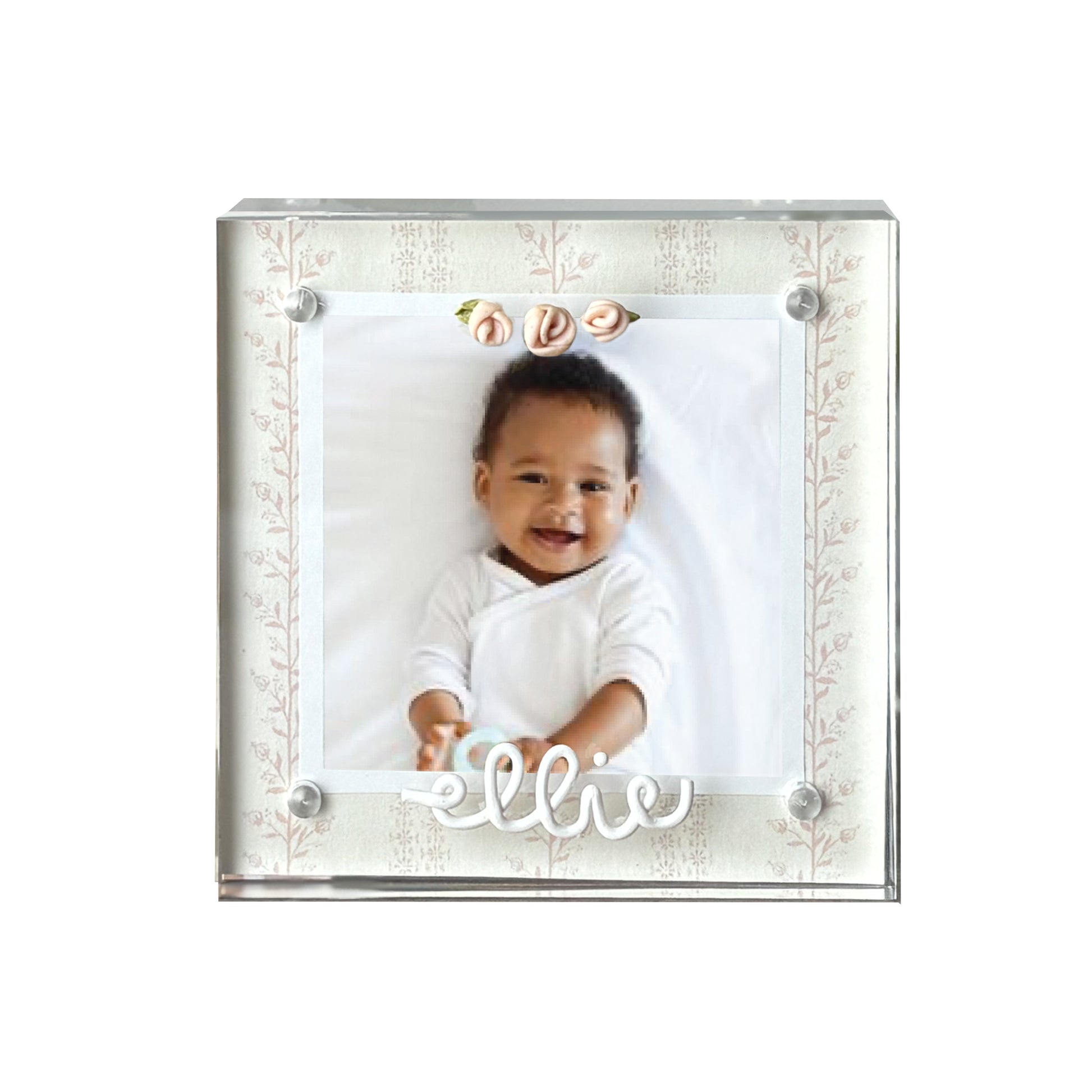 Personalized Acrylic Rosette Frame | 4x4" Photo Frame